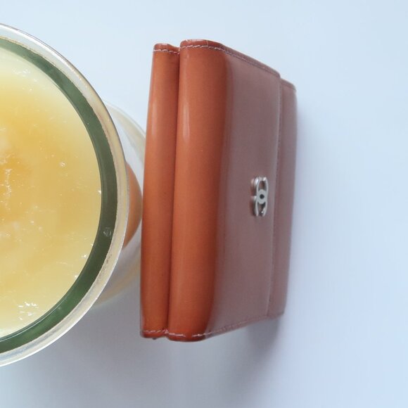 Chanel Orange Patent Leather Wallet Card Holder Silver CC Logo Luxury Designer - Picture 5 of 16